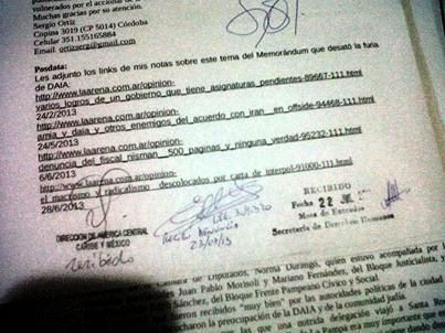 Foto del documento de la denuncia, cargada en las tres dependencias oficiales.